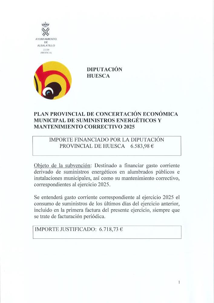 Imagen PLAN PROVINCIAL DE CONCERTACIÓN ECONÓMICA MUNICIPAL DE SUMINISTROS ENERGÉTICOS Y MANTENIMIENTO CORRECTIVO 2025