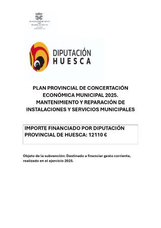 Imagen PLAN PROVINCIAL DE CERTACIÓN ECONÓMICA MUNICIPAL 2025. MANTENIMIENTO Y...